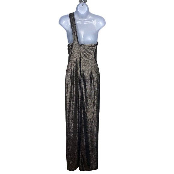 Aidan Mattox Woman’s Foiled Knit Column Gunmet Black Gown SZ‎ 6 - Picture 6 of 11